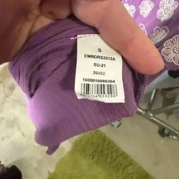 High Low Adjustable Purple Tank Dress with White Embroidery - Picture 7 of 7